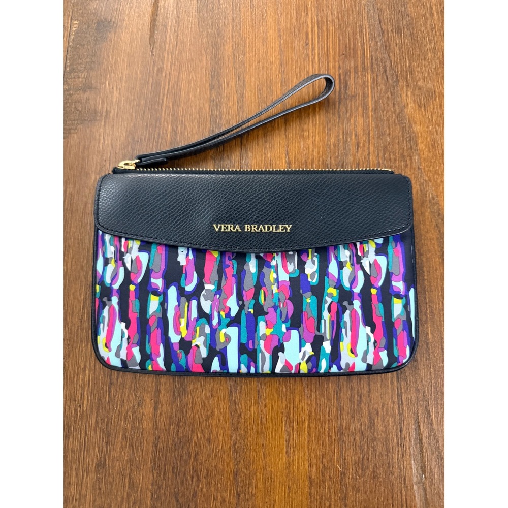 Vera Bradley Multicolor Watercolor Brushstrokes Wristlet Envelope Flap Clutch